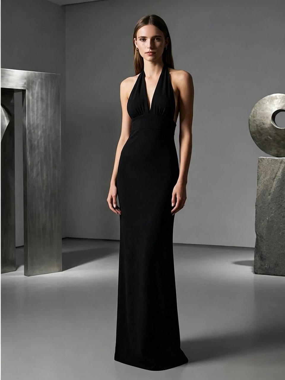 Mermaid Halter Sleeveless Open Back Floor-Length Evening Dress - Chloe Dress