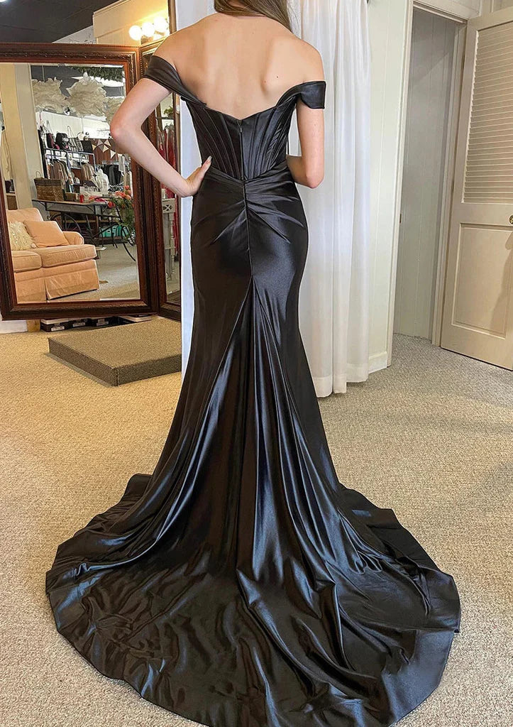 Mermaid Lace-Up Back High Slit Floor-Length Evening Dress - Chloe Dress