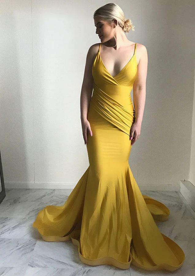 Mermaid V-Neck Floor-Length Evening Dress - Chloe Dress