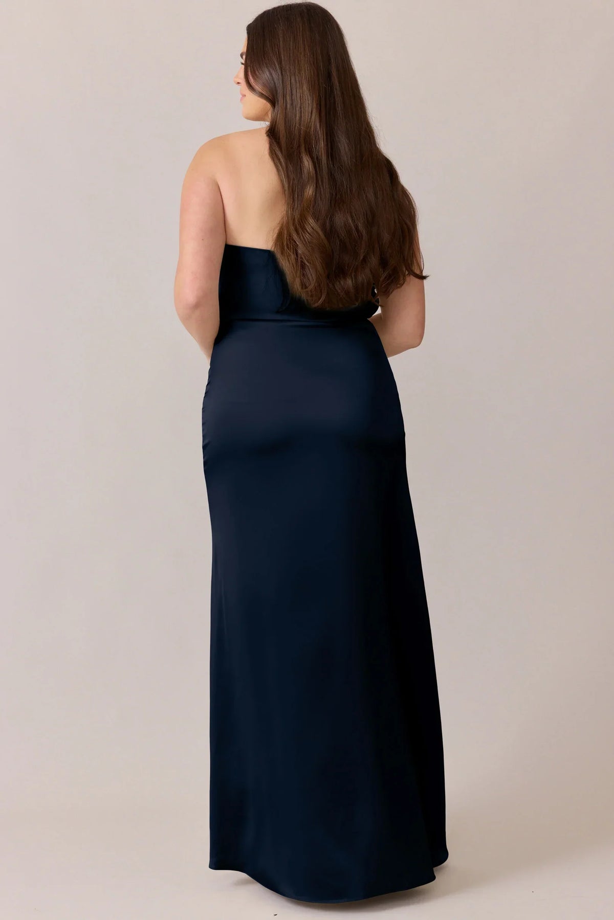 A-Line Strapless Satin High Slit Wedding Dress - Chloe Dress