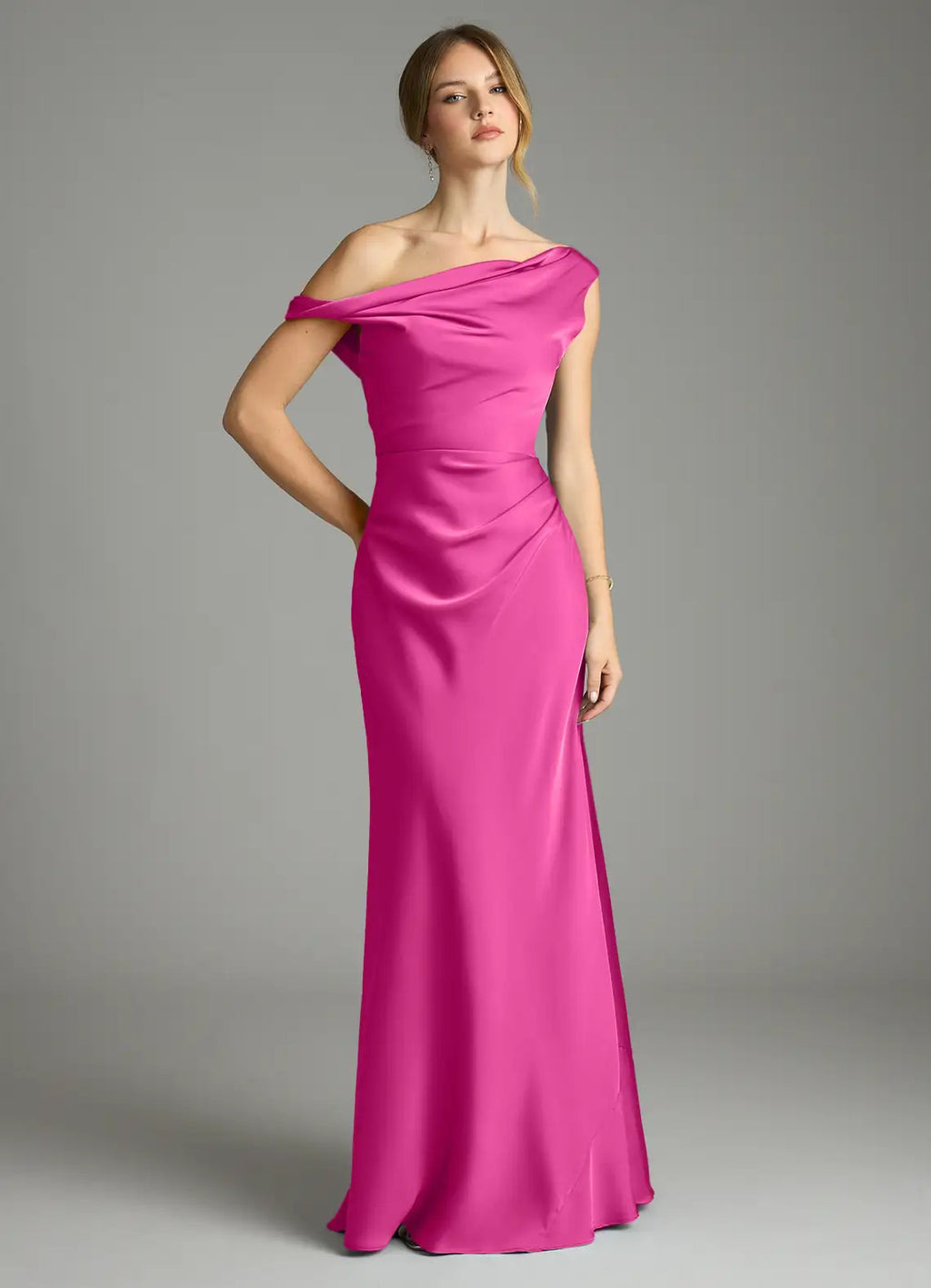 Sheath One-Shoulder Satin Wedding Dress - Chloe Dress