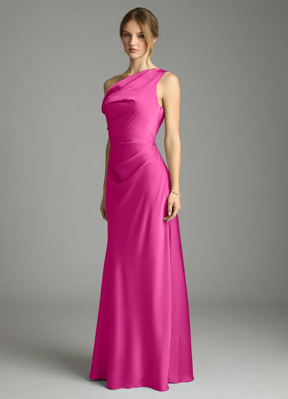 Sheath One-Shoulder Satin Wedding Dress - Chloe Dress