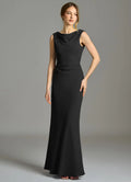 Cowl Neck Jersey Open Back Cutout Floor-Length Wedding Dress - Chloe Dress