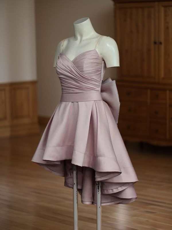Dusty Pink A-Line Sweetheart Satin Homecoming Dress - Chloe Dress