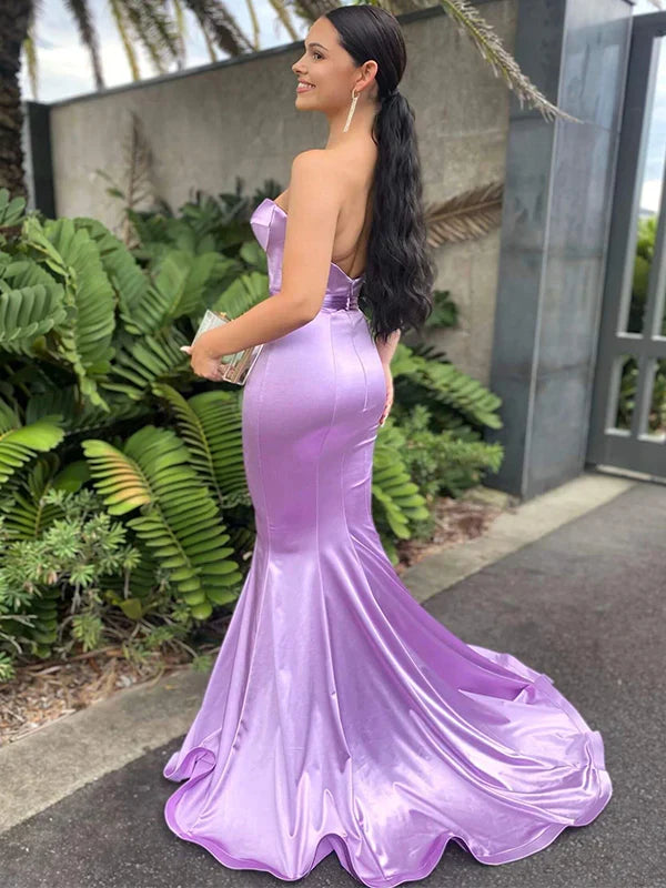 Mermaid Sweetheart Satin Train Evening Dress - Chloe Dress