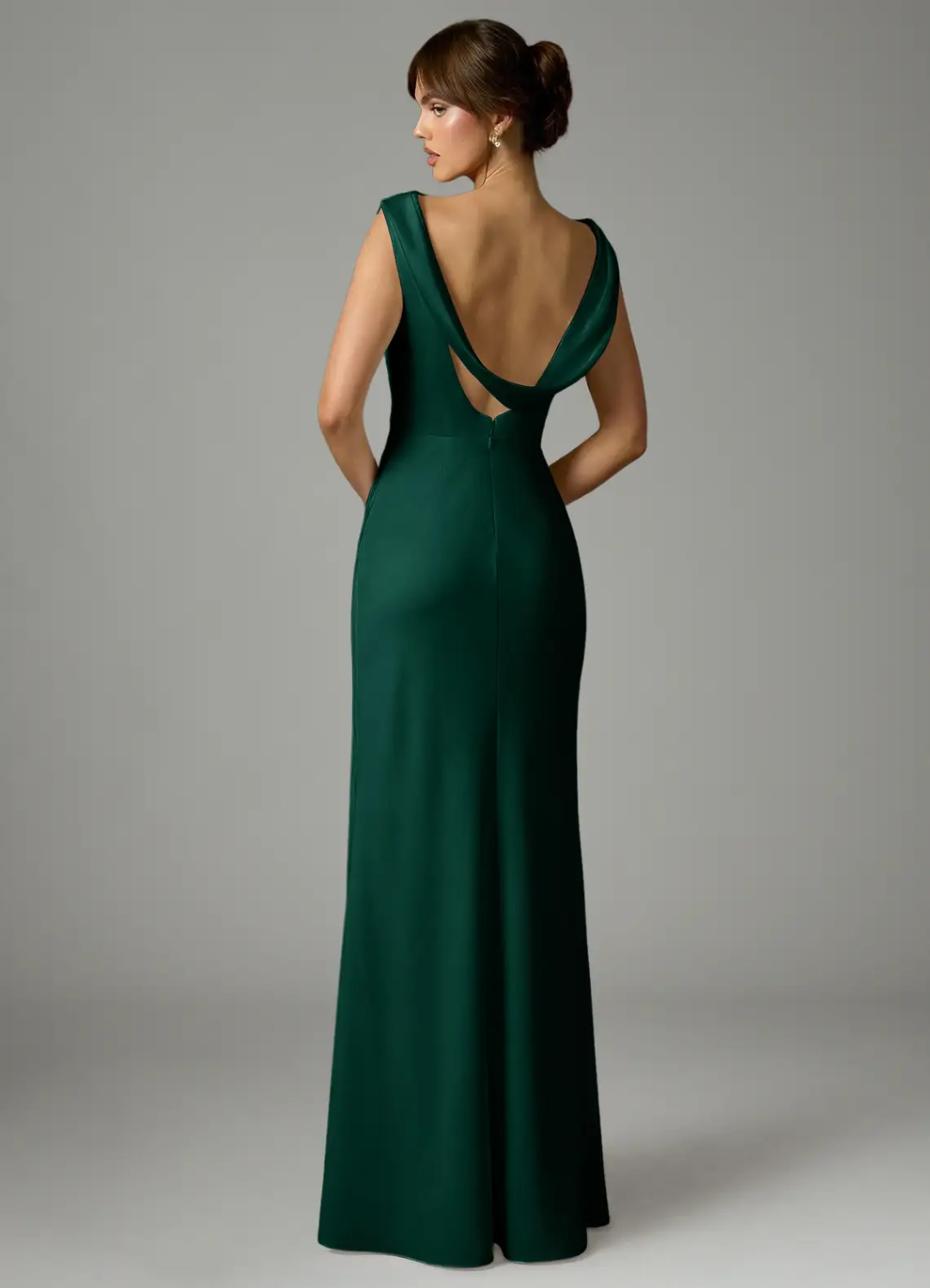 Cowl Neck Satin Open Back Floor-Length Wedding Dress - Chloe Dress