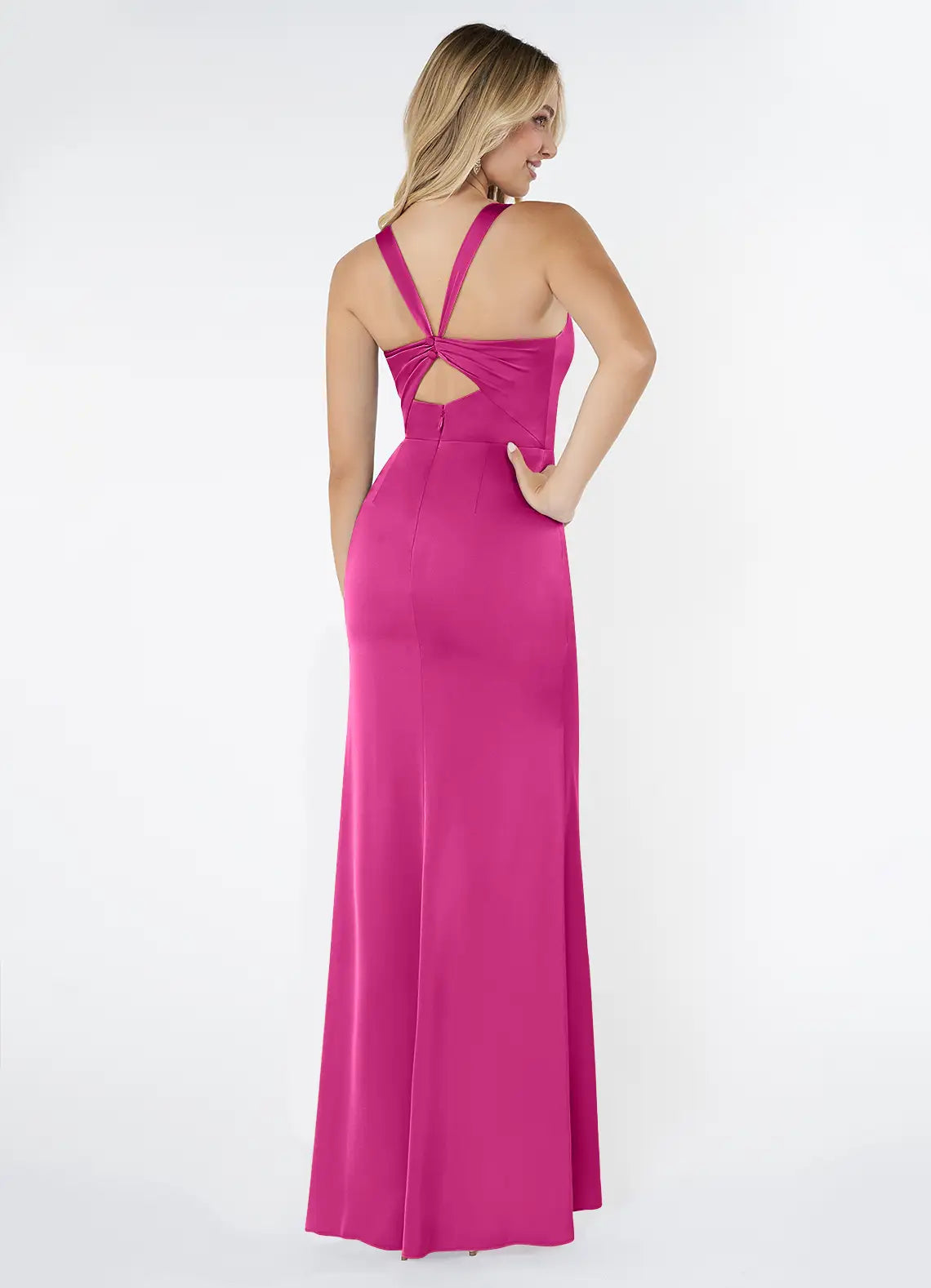 Square Neck Open Back High Slit Floor-Length Wedding Dress - Chloe Dress