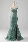 Spaghetti Strap High Slit Prom Dress - Chloe Dress