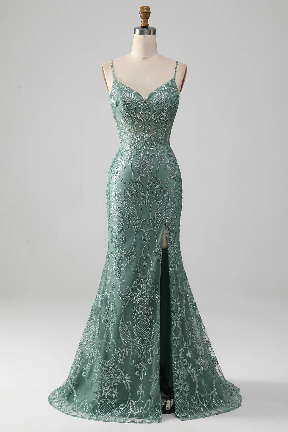 Spaghetti Strap High Slit Prom Dress - Chloe Dress