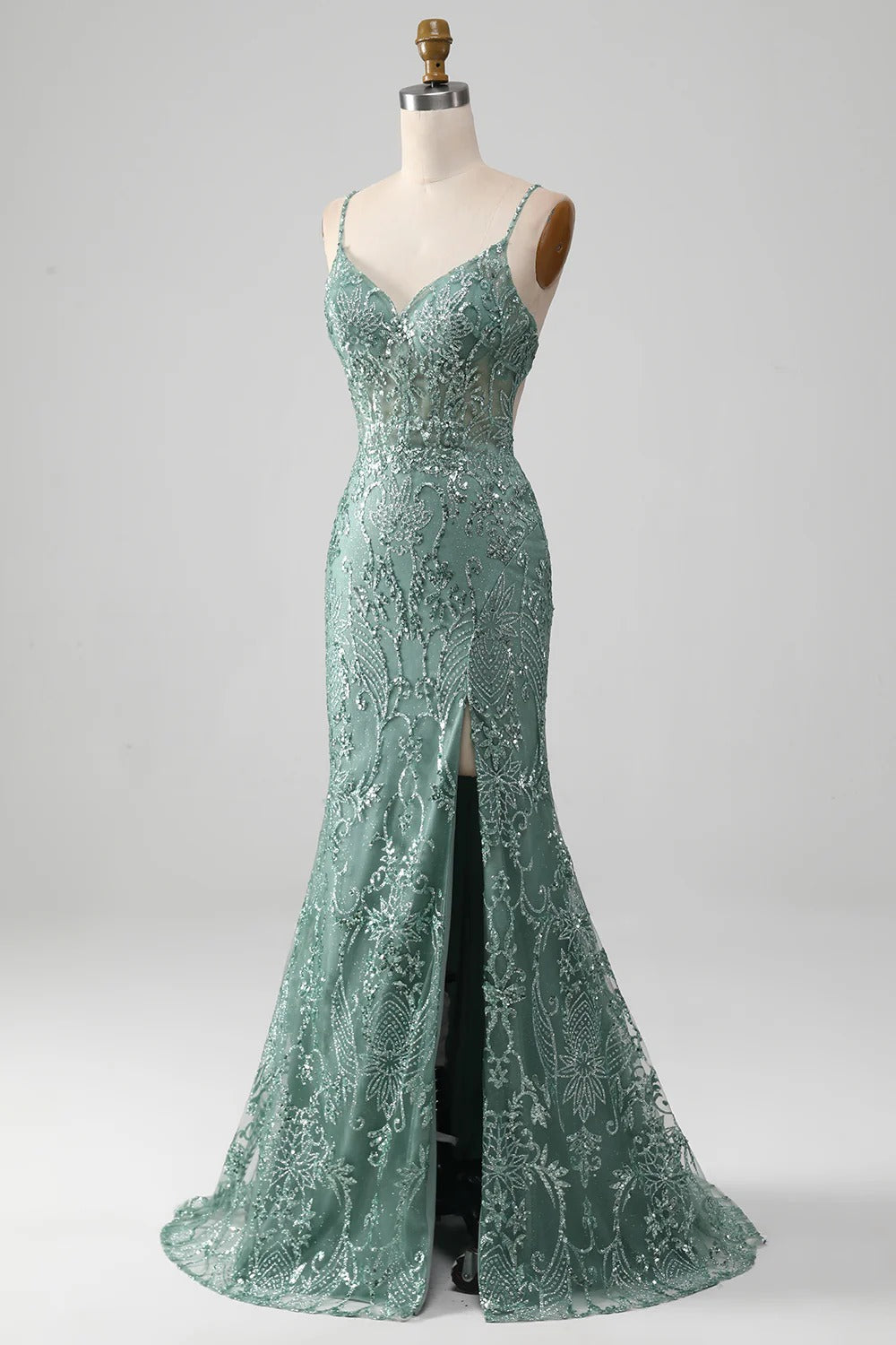 Spaghetti Strap High Slit Prom Dress - Chloe Dress