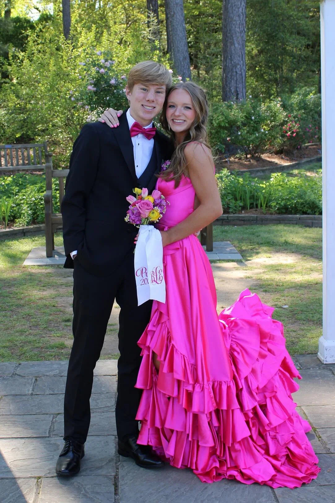 Spaghetti Strap Lace Lace-Up Back High Slit Prom Gown - Chloe Dress