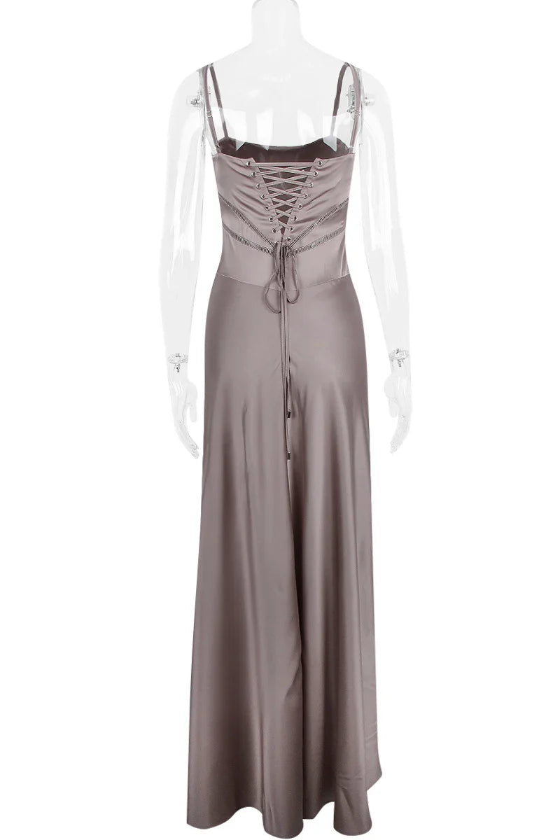 Square Neck Satin Prom Dress - Chloe Dress