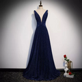 A-Line V-Neck Sleeveless Open Back Floor-Length Evening Gown - Chloe Dress