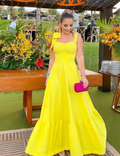 A-Line Square Neck Ruffled Floor-Length Evening Dress - Chloe Dress