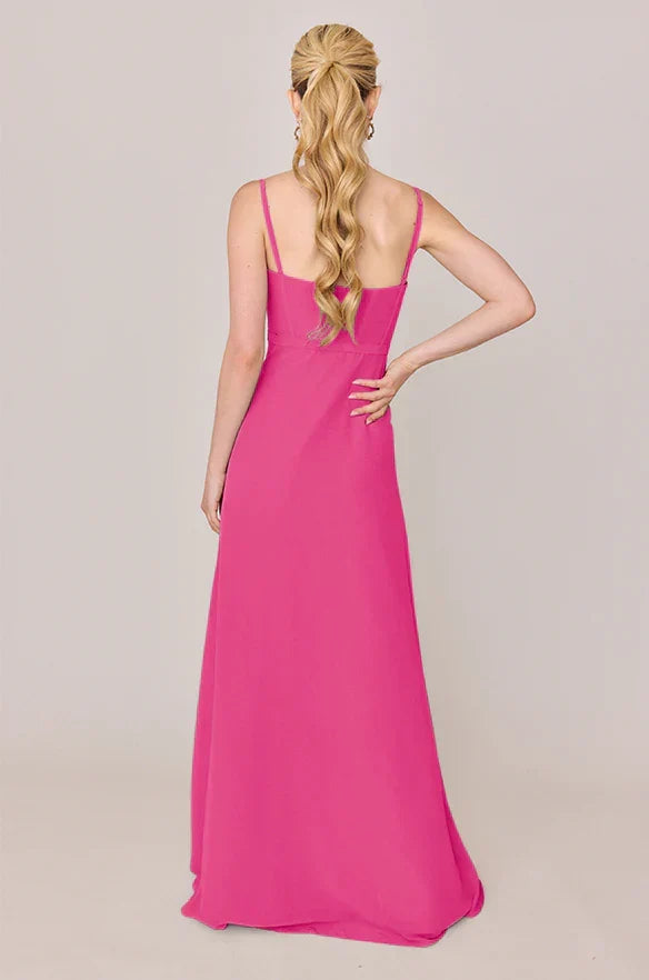 A-Line Spaghetti Strap Chiffon Wedding Gown - Chloe Dress