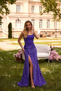 Square Neck Sequin Sleeveless High Slit Floor-Length Evening Dress - Chloe Dress