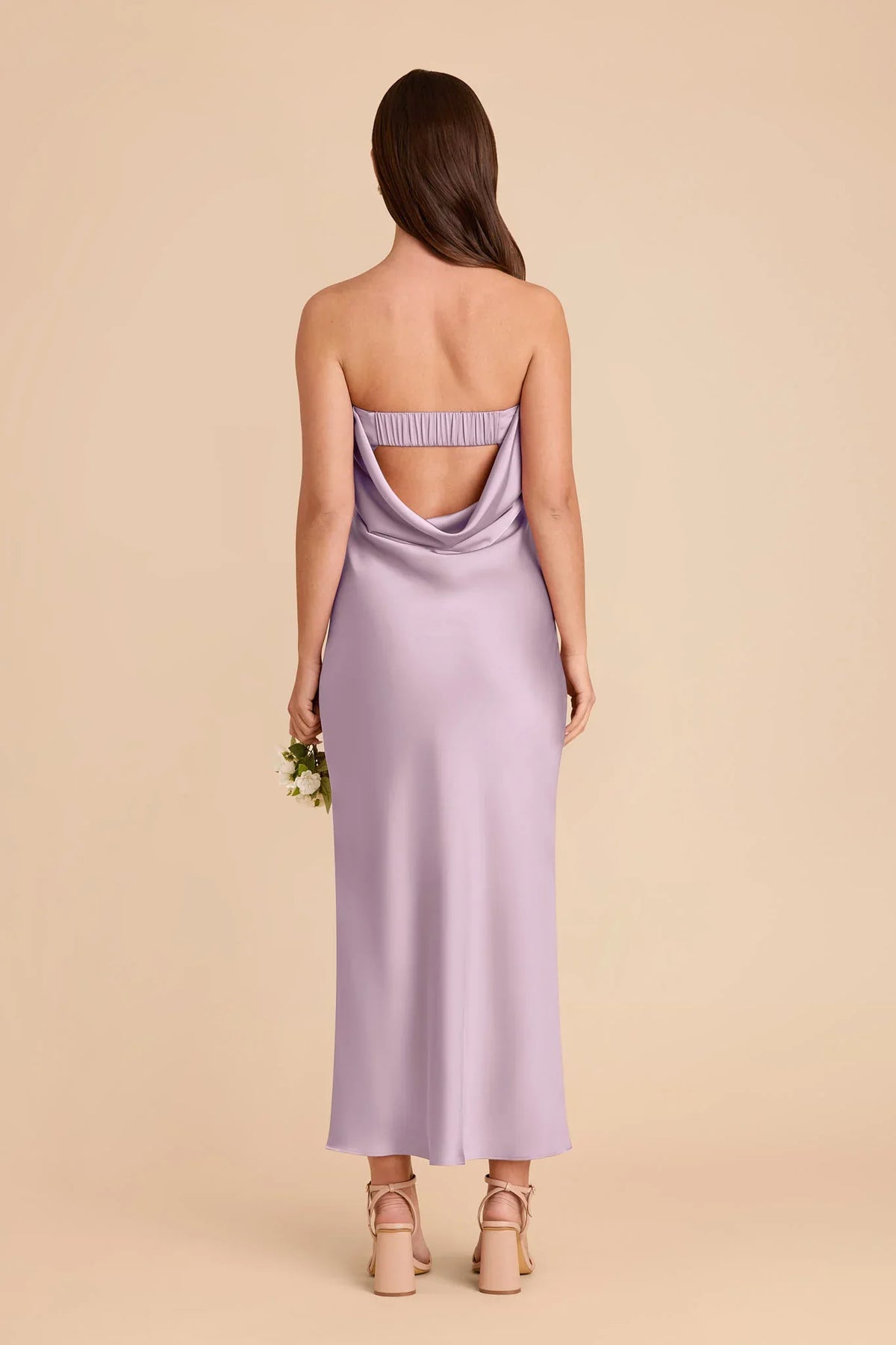 Strapless Satin High Slit Midi Wedding Gown - Chloe Dress