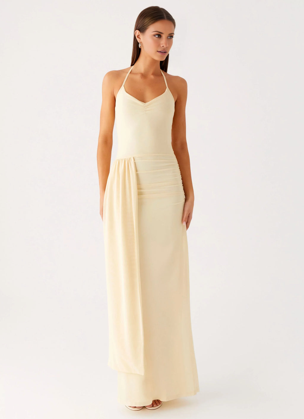 Sheath Halter Lace Lace-Up Back Floor-Length Prom Dress - Chloe Dress