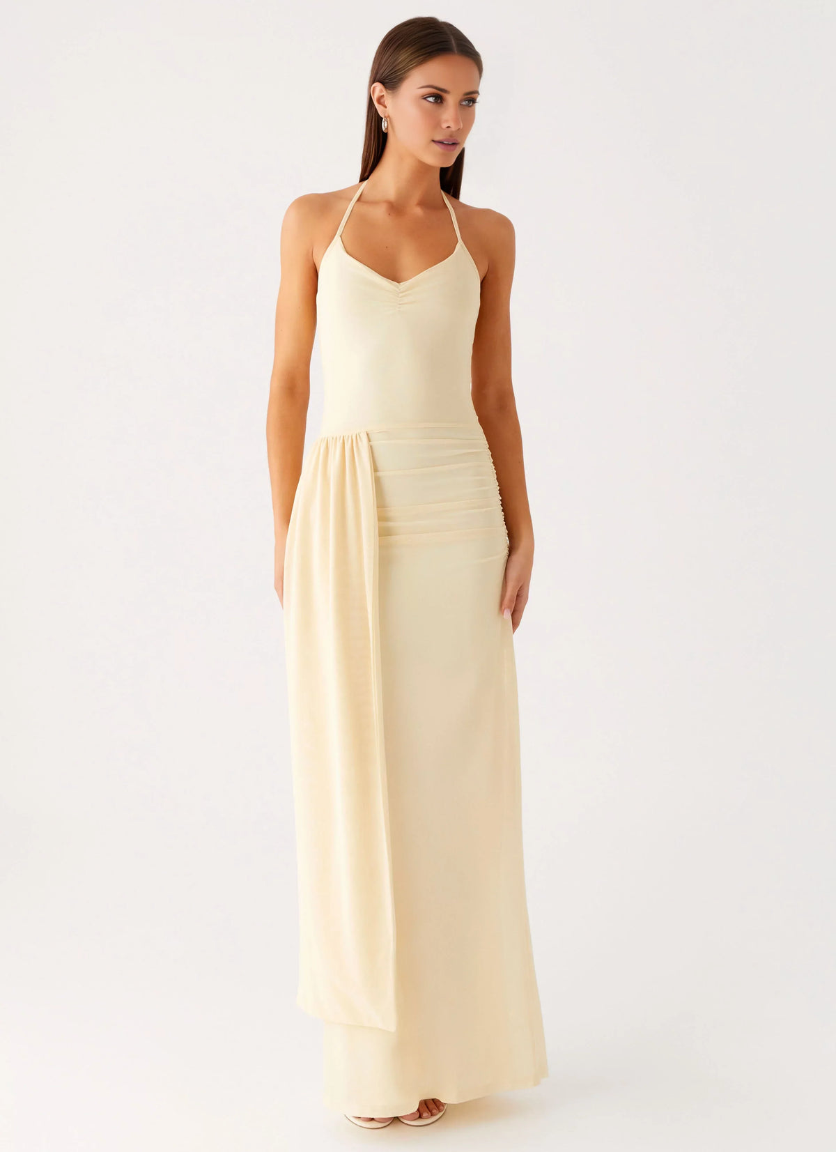 Sheath Halter Lace Lace-Up Back Floor-Length Prom Dress - Chloe Dress