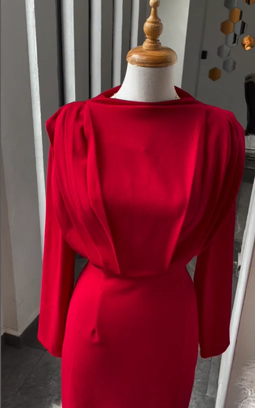 Sheath High Neck Long Sleeve High Slit Floor-Length Evening Dress - Chloe Dress