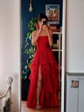A-Line Strapless High Slit Floor-Length Evening Dress - Chloe Dress