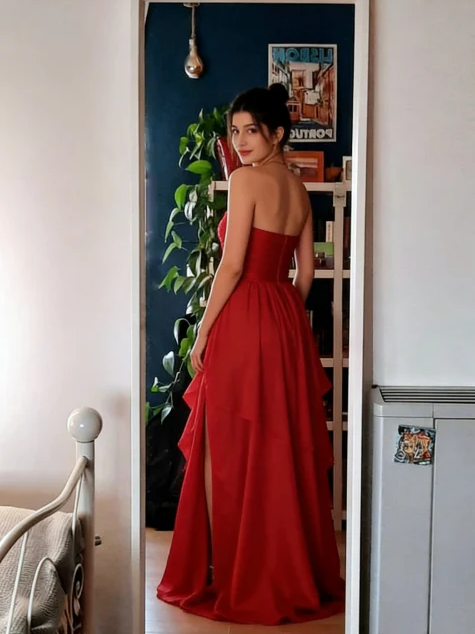 A-Line Strapless High Slit Floor-Length Evening Dress - Chloe Dress