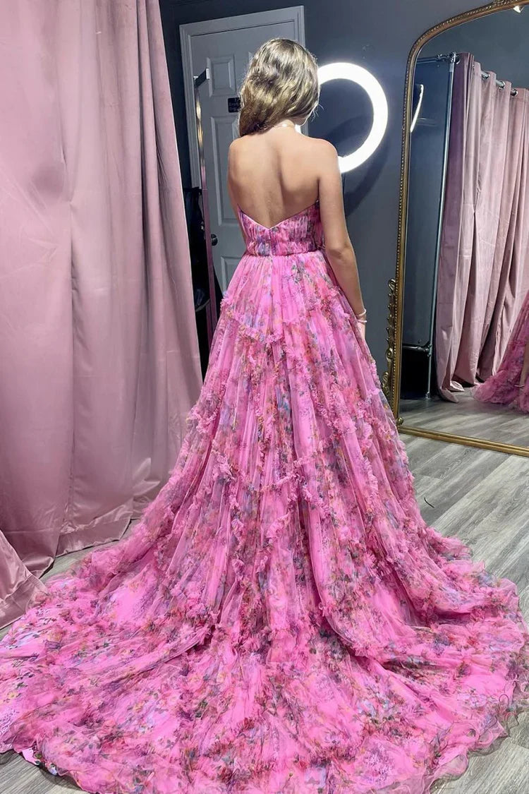 Ball Gown V-Neck Sleeveless Backless Ruffled Floor-Length Prom Gown - Chloe Dress