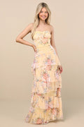Strapless Chiffon Sleeveless Ruffled Floor-Length Prom Dress - Chloe Dress