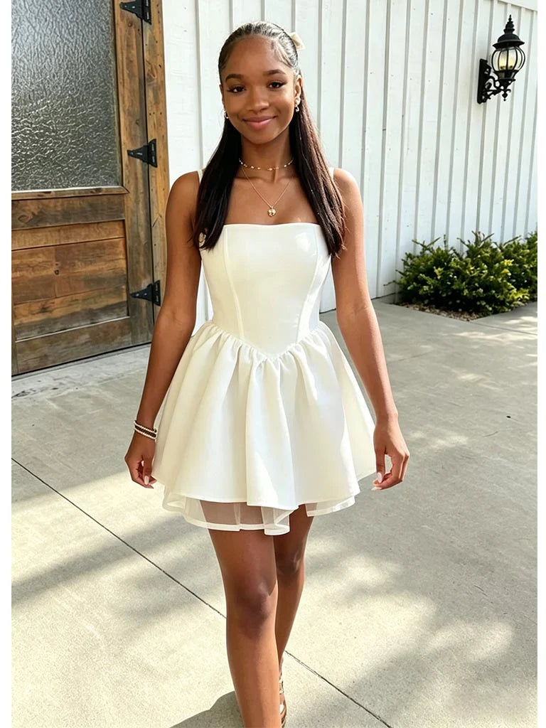 Fit & Flare Square Neck Tulle Mini Homecoming Dress - Chloe Dress