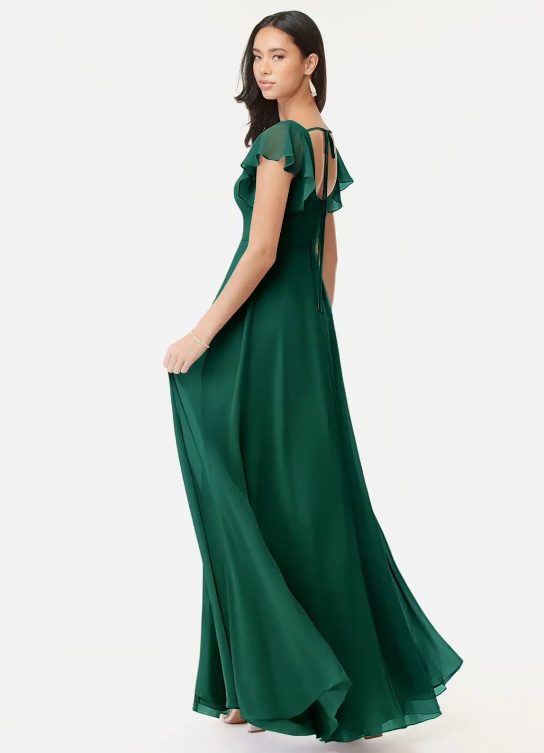 A-Line Square Neck Chiffon High Slit Floor-Length Wedding Dress - Chloe Dress