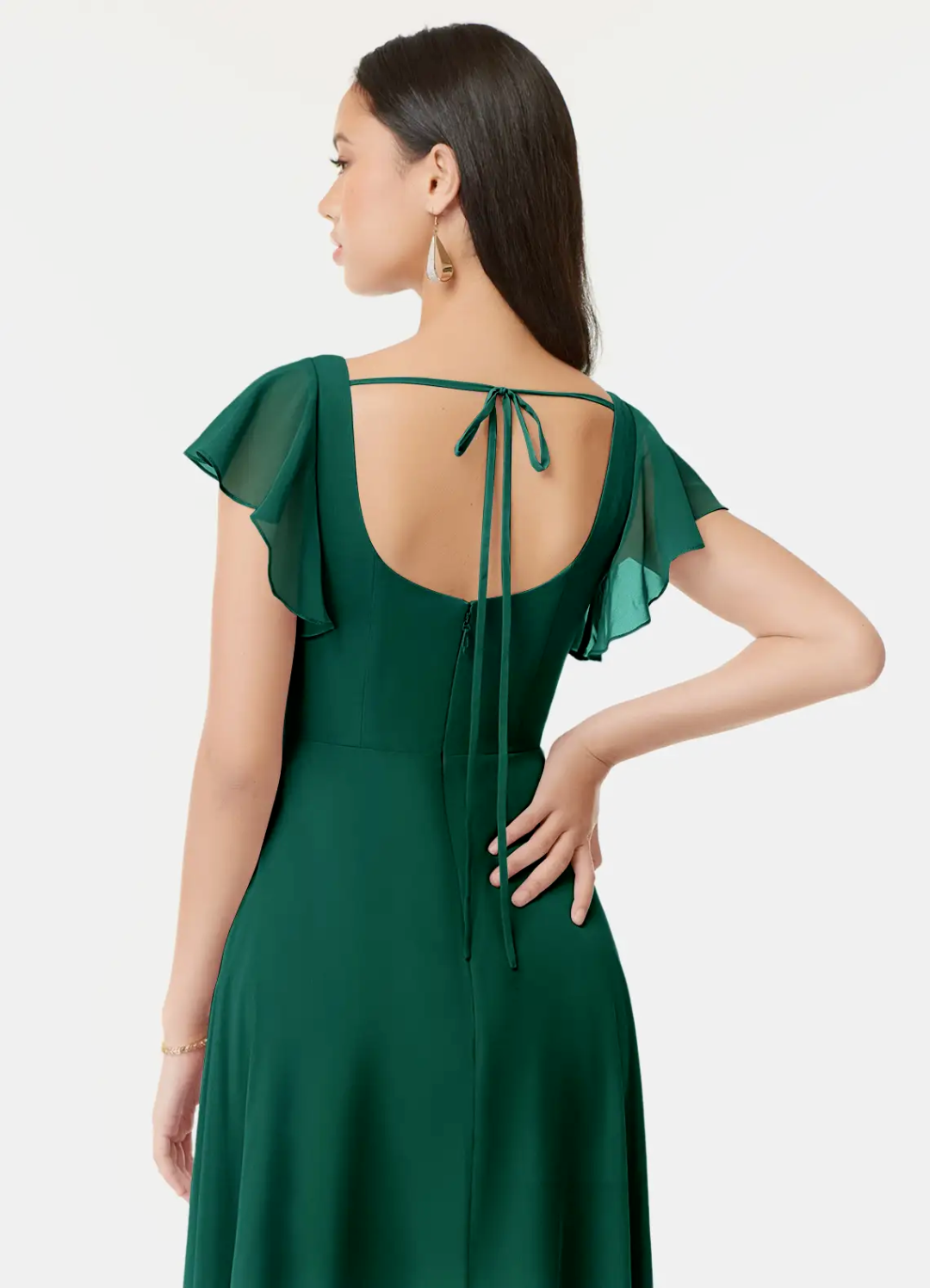 A-Line Square Neck Chiffon High Slit Floor-Length Wedding Dress - Chloe Dress