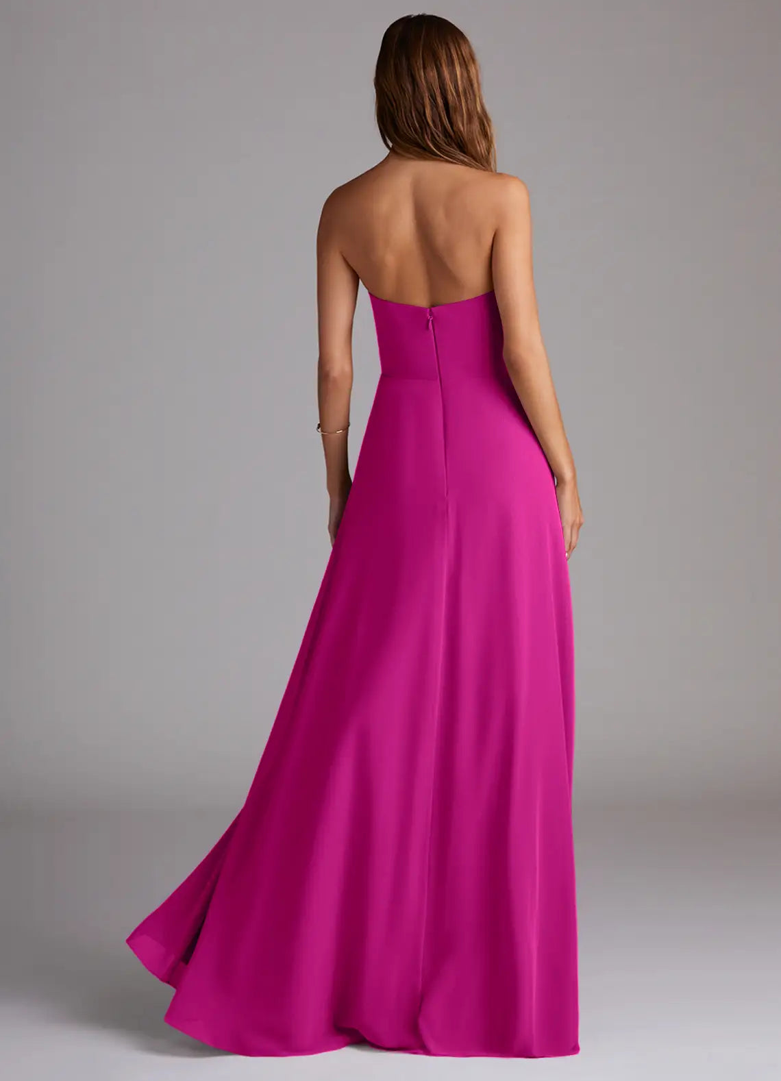 A-Line Strapless Open Back High Slit Wedding Dress - Chloe Dress