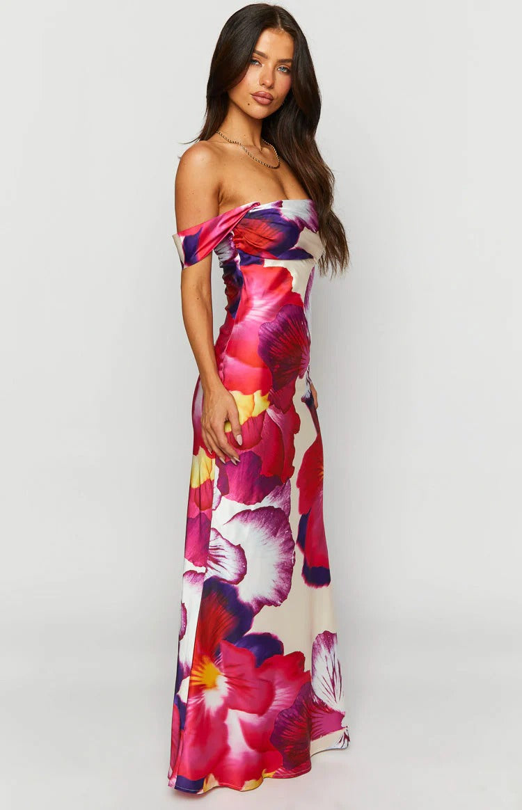 Mermaid Off-Shoulder Satin Floor-Length Formal Dress - Chloe Dress