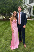 V-Neck Satin Open Back Cutout Floor-Length Prom Dress - Chloe Dress
