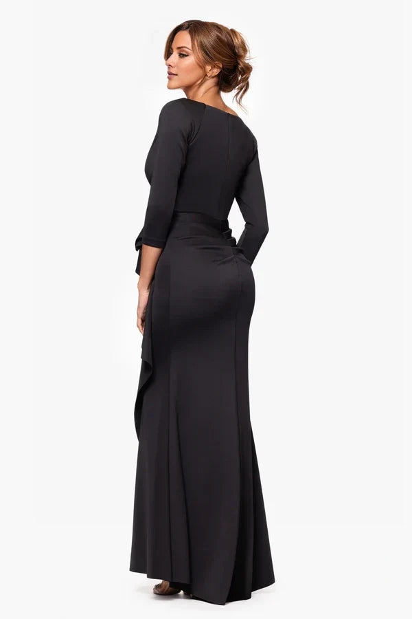 Mermaid V-Neck Long Sleeve Backless Pleated Floor-Length Dress - Chloe Dress