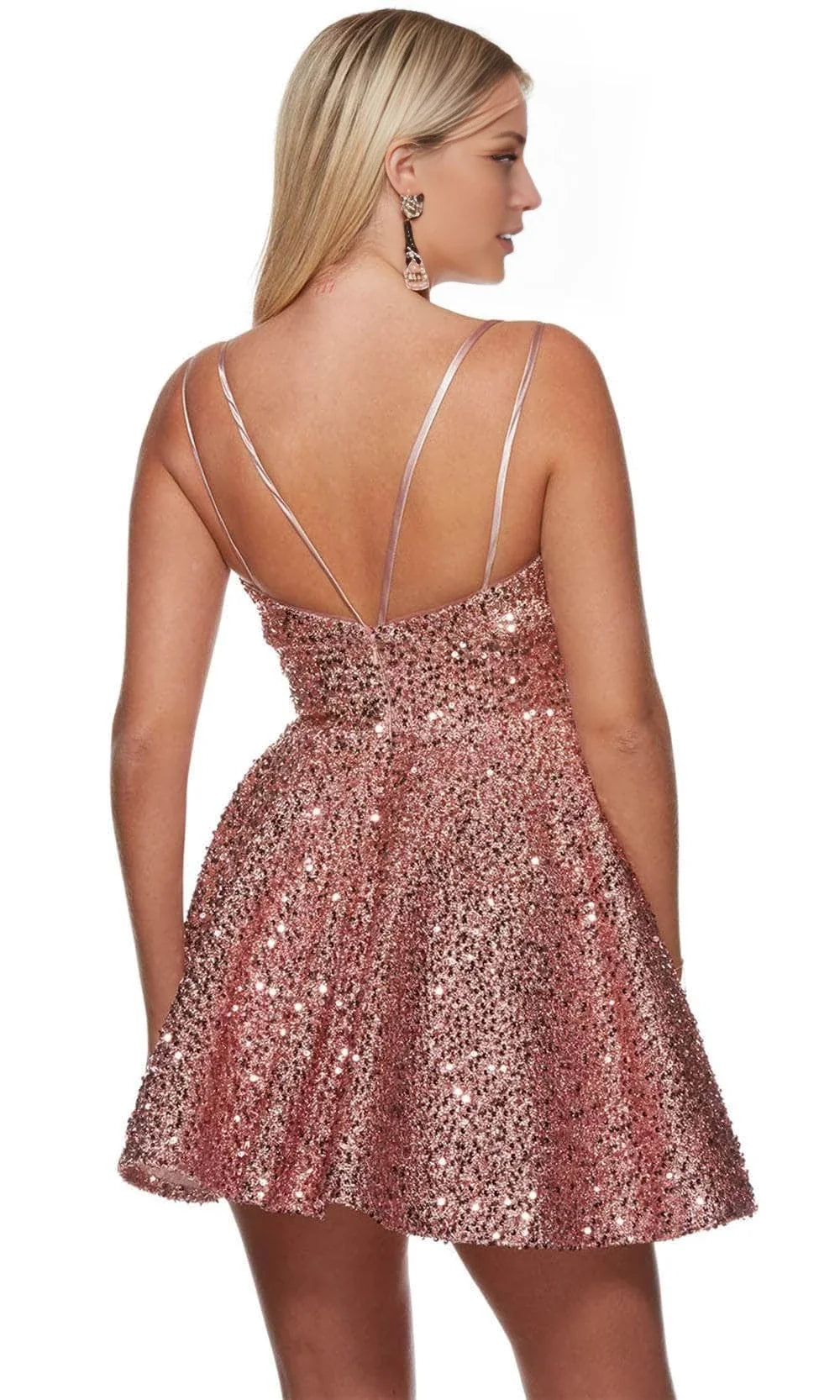 V-Neck Sequin Sleeveless Backless Mini Homecoming Dress - Chloe Dress
