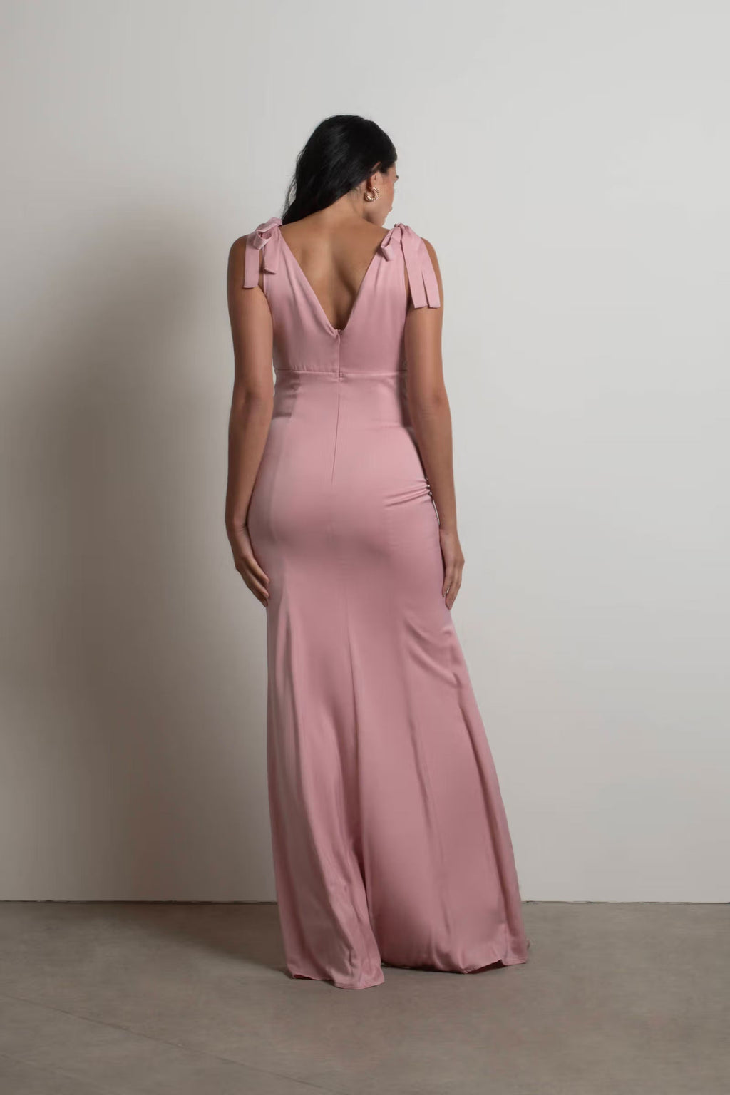 V-Neck Lace Sleeveless Lace-Up Back Floor-Length Prom Dress - Chloe Dress