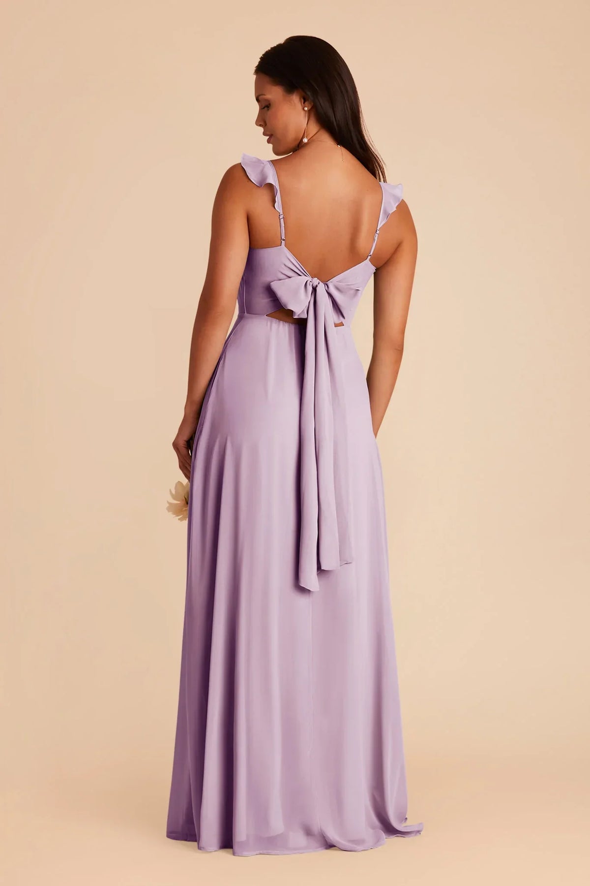 A-Line V-Neck Chiffon High Slit Floor-Length Wedding Gown - Chloe Dress