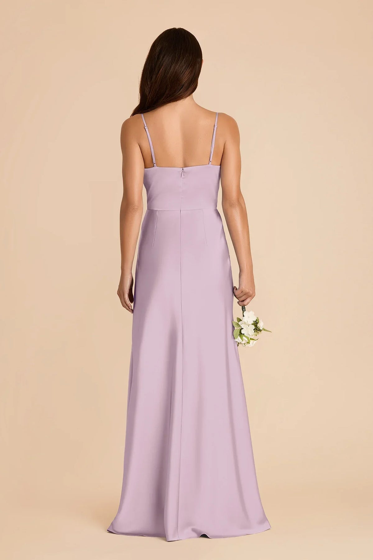 A-Line V-Neck Satin High Slit Floor-Length Wedding Gown - Chloe Dress