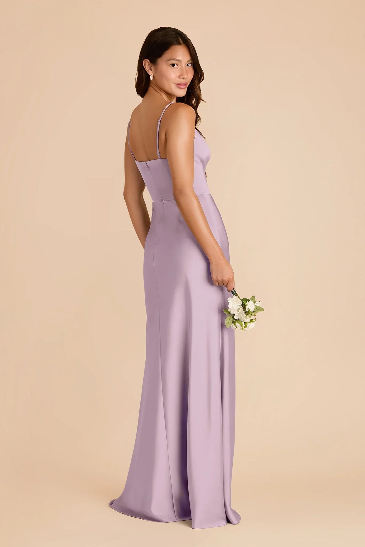 A-Line V-Neck Satin High Slit Floor-Length Wedding Gown - Chloe Dress