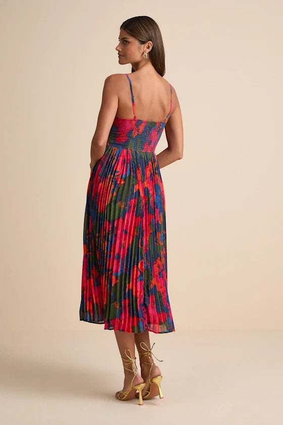 A-Line Sweetheart Sleeveless Pleated Midi Prom Dress - Chloe Dress