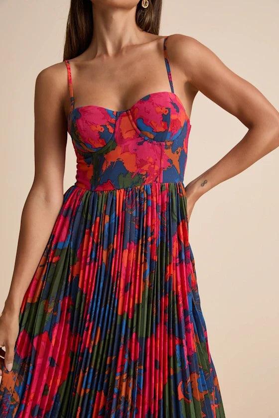 A-Line Sweetheart Sleeveless Pleated Midi Prom Dress - Chloe Dress