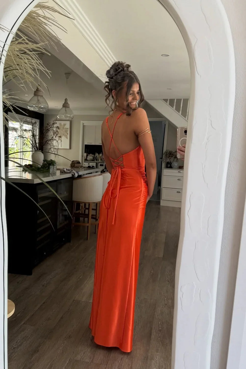 V-Neck Lace Sleeveless Open Back Floor-Length Evening Dress - Chloe Dress