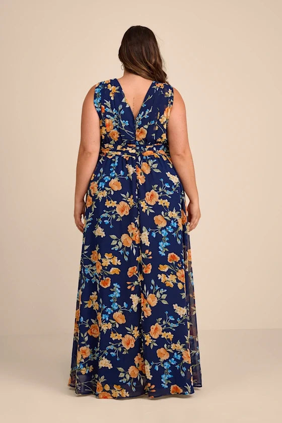 V-Neck Chiffon Sleeveless High Slit Floor-Length Prom Dress - Chloe Dress