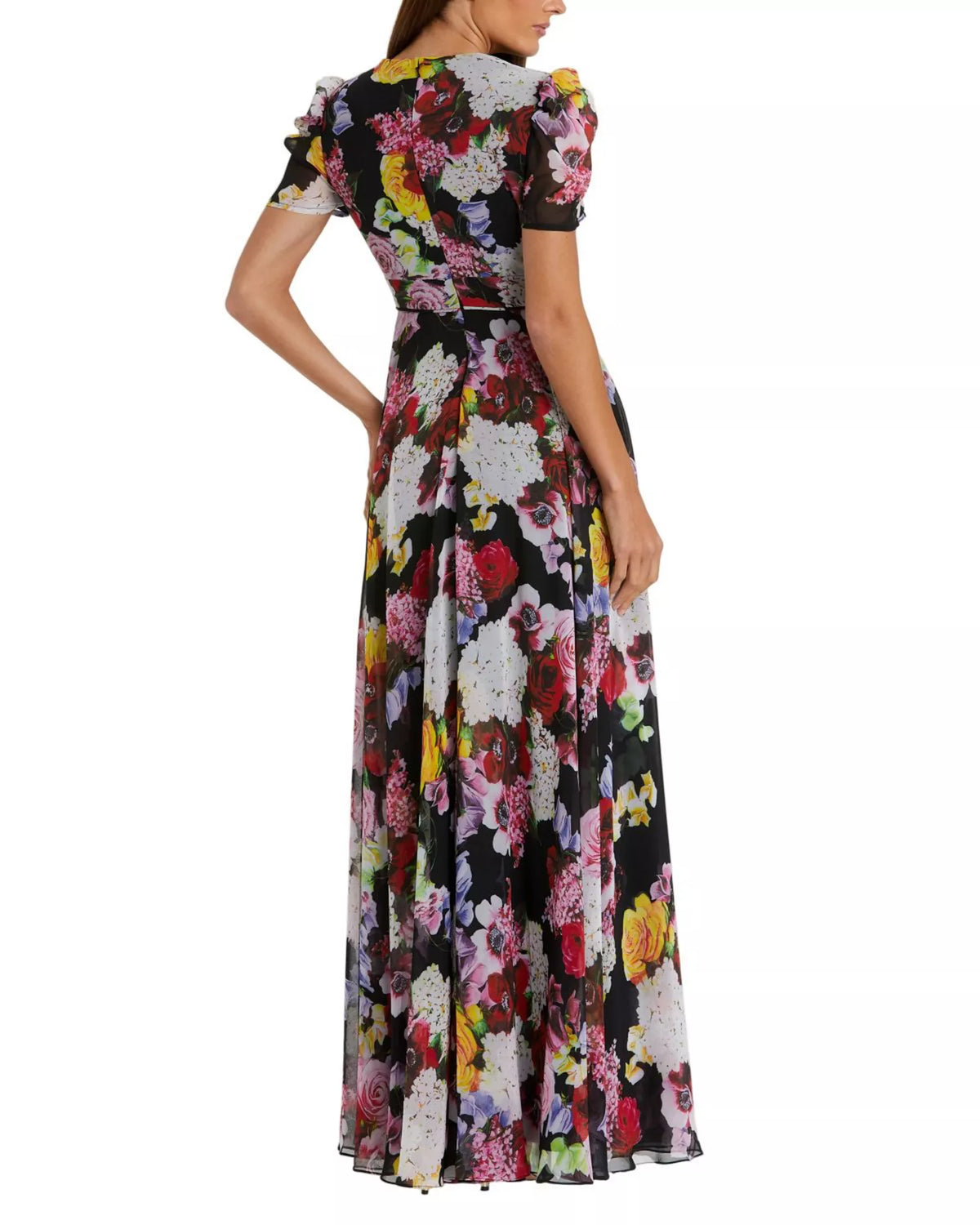 A-Line V-Neck Puff Sleeve Floor-Length Prom Dress - Chloe Dress