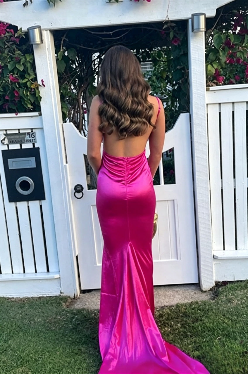 Mermaid V-Neck Open Back Floor-Length Evening Dress - Chloe Dress
