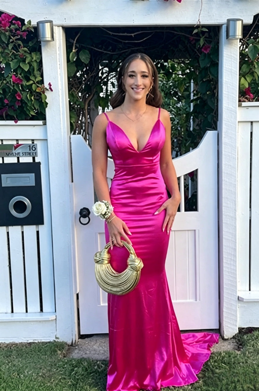 Mermaid V-Neck Open Back Floor-Length Evening Dress - Chloe Dress