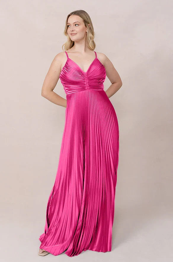 V-Neck Lace Pleated Wedding Gown - Chloe Dress