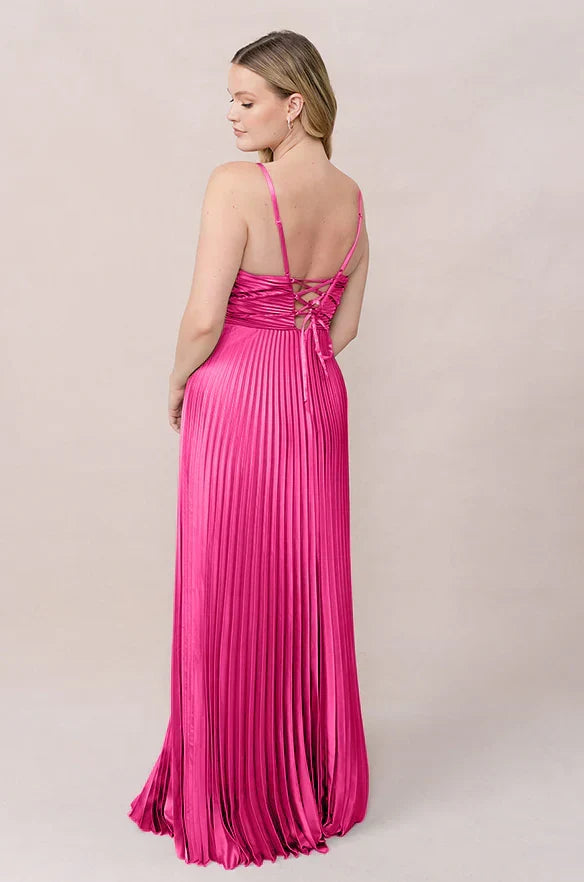 V-Neck Lace Pleated Wedding Gown - Chloe Dress