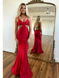 Red Mermaid Sweetheart Cutout Evening Dress - Chloe Dress